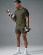 COOFANDY Men's Muscle T-Shirt Pleated Raglan Sleeve Bodybuilding Gym Tee Short Sleeve Fashion Workout Shirts Hipster Shirt - Image 3