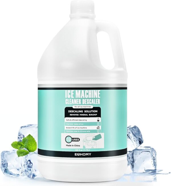 EUHOMY Max 33 Uses Ice Machine Cleaner Descaler (1 Gallon / 3.75L), 128 Fl OZ Ice Maker Cleaner, Ideal Universal Descaling Solution for All Brands Ice Maker, Single Use Coffee and Espresso Machines