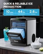 Silonn Nugget Ice Maker Countertop, Crushed Ice Maker & Pebble Ice Machine Produces 44lbs/24h with Front Pull-Out Water Tank & Removable Basket for Home/Kitchen, Stainless Steel - Image 2