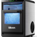 Silonn Nugget Ice Maker Countertop, Crushed Ice Maker & Pebble Ice Machine Produces 44lbs/24h with Front Pull-Out Water Tank & Removable Basket for Home/Kitchen, Stainless Steel