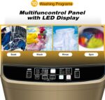 Portable Washing Machine 17.7lbs Full-Automatic Compact Washer Machine for Apartment, 10 Wash Program Small Portable Washer for Dorm, Apartment, RV, Home, Gold - Image 2