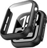 TAURI 2 Pack Hard Case for Apple Watch Series 11/10 46mm, with PC Tempered Glass Screen Protector, [Scristant Resistant] [Overall Protection] Slim Cover for iWatch S11 / S10 46mm, Black