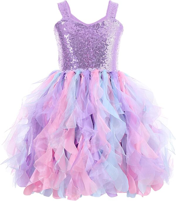 Suggest a better title and return a single title only without any other comments: Tutu Dress for Girls Sparkly Sequin Tulle Princess Birthday Party Dress for Toddler Girls Prom Sneaker Ball Gown