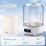 Portable Washing Machine and dryer Underwear Washer,Upgraded Portable Mini Washing Machine,Rechargeable Cordless portable washer, Laundry Cup for Bra, Underwear, Socks (3Lwhite) - Image 2
