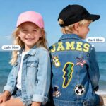 Suggest a better title and return a single title only without any other comments: Personalized Kids Denim Jacket with Names, Custom Long Sleeve Jean Jacket for Girls Boys Toddler (1-8 Years) Clothes, Daily Outerwear Jacket, 1-8 Year Old Girl Boy Birthday Christmas Gifts - Image 2