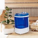 SUPER DEAL Portable Washing Machine, Single Tub Small Laundry Washer 5.7 lbs Washing Capacity for Apartments, Dorms,Traveling, RV, Semi-automatic Laundry 110V, Blue - Image 2