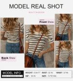 Dokotoo Women's Short Puff Sleeve Knit Tops 2026 Trendy Crewneck Striped T Shirts Casual Summer Blouses - Image 2