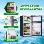 2.4 Cu.ft Mini Fridge with Top Freezer Apartment Size Dual Door Compact Refrigerator for Personal Use Small Fridge with Egg tray, 7 Temperature Control For Dorm, Black - Image 7