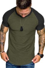 COOFANDY Men's Muscle T-Shirt Pleated Raglan Sleeve Bodybuilding Gym Tee Short Sleeve Fashion Workout Shirts Hipster Shirt - Image 2