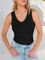 ANRABESS Tank Tops for Women V Neck Ribbed Knit Slim Fitted Sleeveless Basic Tee Tanks Casual Summer Clothes 2026 - Image 2