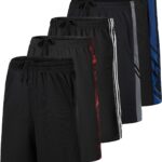 Real Essentials 5 Pack: Boys' Mesh Basketball Athletic Shorts with Pockets – Teen Kids Youth Quick Dry Soccer Running Gym