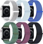 6 Pack Nylon Sport Loop Band Compatible with Apple Watch Band 38mm 40mm 41mm 42mm 44mm 45mm 46mm 49mm Women Men, Soft Adjustable Braided Replacement Straps for iWatch Series 11 10 9 8 7 6 5 4 3 2 1 SE Ultra