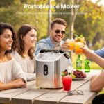 Antarctic Star Nugget Ice Makers Countertop with Auto-Cleaning, 35lbs/Day, Portable Sonic Ice Machine with Handle, Basket and Scoop for Home/Kitchen/Office/Camping(Stainless Steel Silver) - Image 6