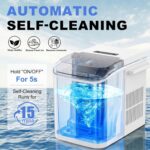 Ice Makers Countertop, Portable Ice Machine with Handle, 6 Mins 9 Bullet Ice Cubes with Basket and Scoop, 26lbs in 24Hrs, Auto-Cleaning, for Home, Kitchen, RV, Camping, White - Image 4