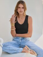 ANRABESS Tank Tops for Women V Neck Ribbed Knit Slim Fitted Sleeveless Basic Tee Tanks Casual Summer Clothes 2026 - Image 8