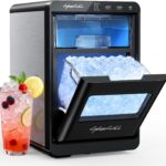 CyberChill Nugget Ice Maker Countertop 44lbs Per Day Pebble Sonic Ice Makers Machine Chewable Pellet Ice with Self-Cleaning Removable Water Tank See Through Window for Home/Kitchen/Office