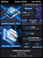 GMKtec G3 Pro Mini PC, Intel Core i3-10110U (Beats 4300U/N150) 16GB DDR4 (Dual Channel) 512GB PCIe M.2 SSD, Desktop Computer 4K Dual HDMI/USB3.2/WiFi 6/BT5.2/2.5GbE for Office, Business - Image 2