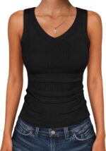 ANRABESS Tank Tops for Women V Neck Ribbed Knit Slim Fitted Sleeveless Basic Tee Tanks Casual Summer Clothes 2026