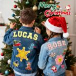 Suggest a better title and return a single title only without any other comments: Personalized Kids Denim Jacket with Names, Custom Long Sleeve Jean Jacket for Girls Boys Toddler (1-8 Years) Clothes, Daily Outerwear Jacket, 1-8 Year Old Girl Boy Birthday Christmas Gifts - Image 3