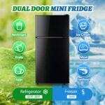 2.4 Cu.ft Mini Fridge with Top Freezer Apartment Size Dual Door Compact Refrigerator for Personal Use Small Fridge with Egg tray, 7 Temperature Control For Dorm, Black - Image 2