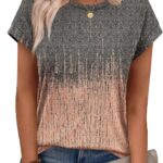 Alaroo Womens Summer Tops Short Sleeve Shirts Crew Neck Cute Trendy Tunic Blouses (S-3XL)